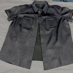 Mr S Leather Black Leather Classic Collared Uniform Shirt ALMOST NEW! Worn once!